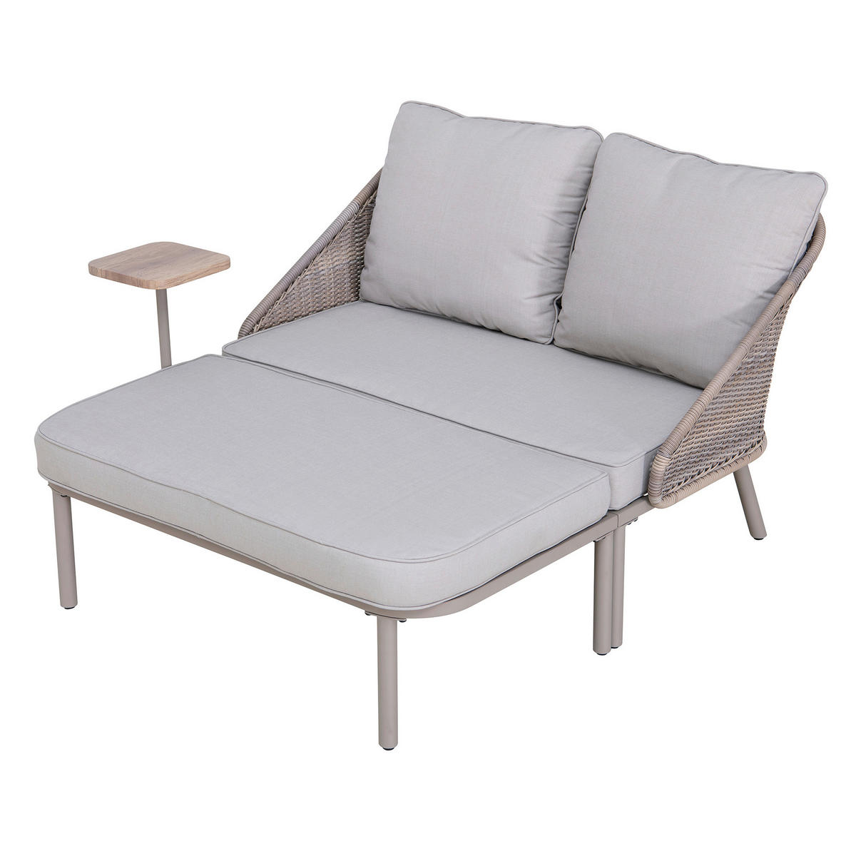 DOPPELLIEGE 142/82/128 cm Rattan  - Naturfarben/Grau, Basics, Holz/Kunststoff (142/82/128cm) - Modante