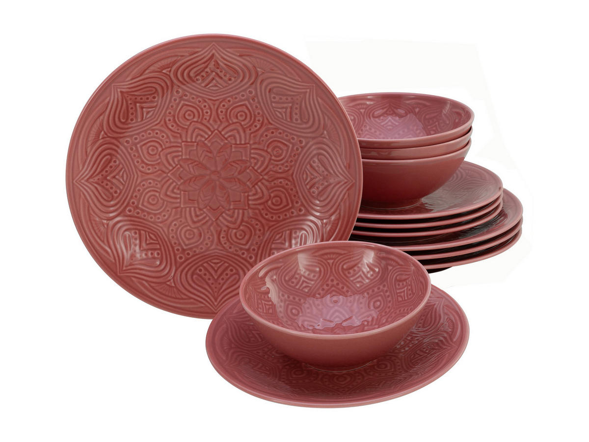 JEDÁLENSKÝ SERVIS, porcelán - tmavoružová, Trend, keramika - Creatable