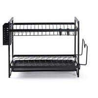 GESCHIRRABTROPFKORB  - Schwarz, Basics, Kunststoff/Metall (52,5/24,5/34cm) - Homeware Profession.