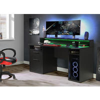 GAMINGTISCH Schwarz  - Alufarben/Schwarz, MODERN, Holzwerkstoff/Kunststoff (160/72/91cm) - MID.YOU