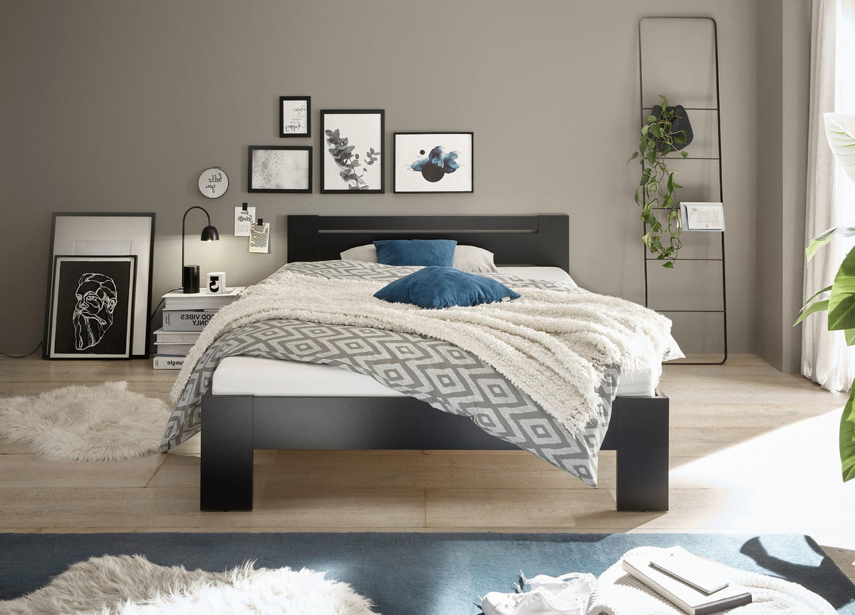 BETT 140/200 cm  in Schwarz  - Schwarz, KONVENTIONELL, Holzwerkstoff (140/200cm) - Carryhome