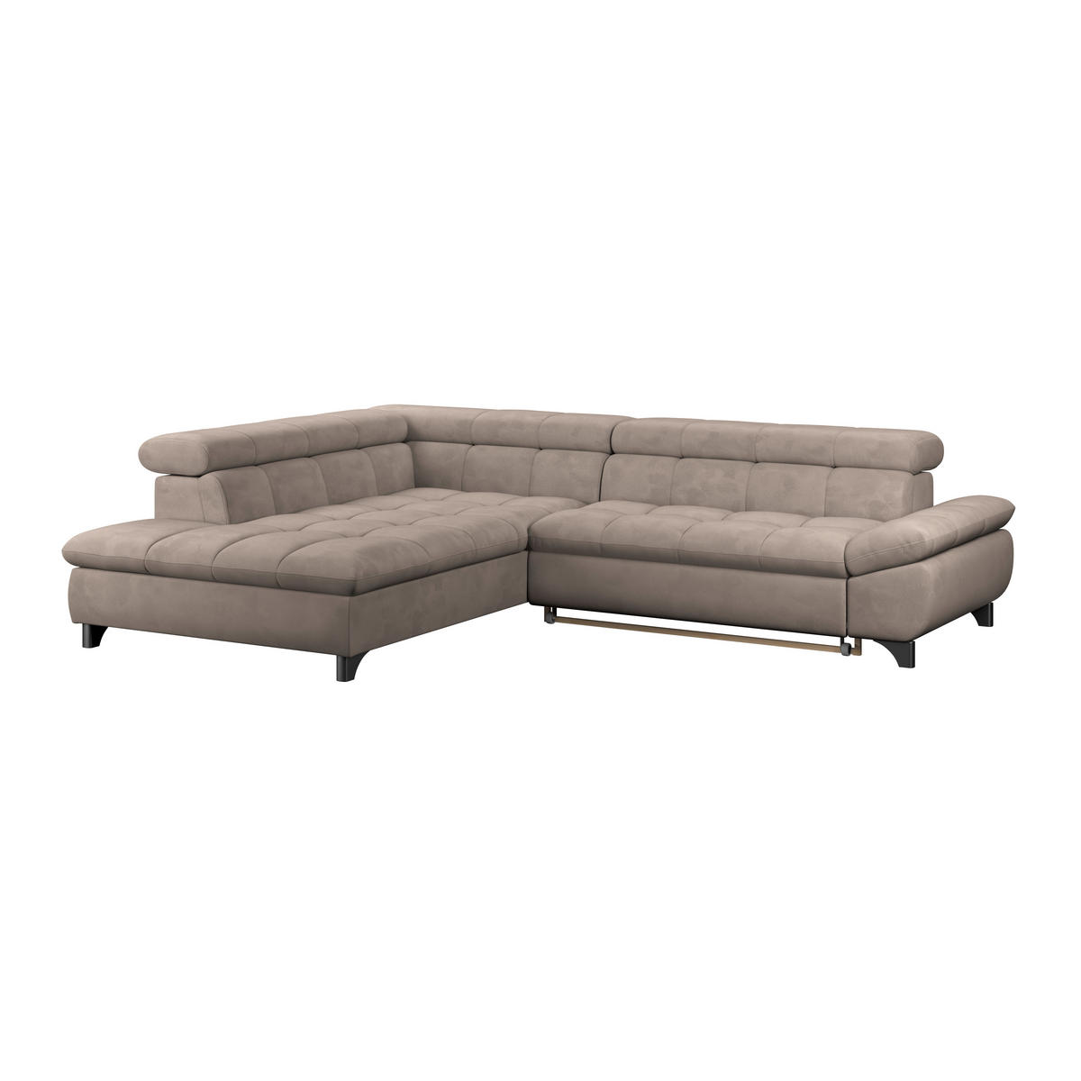 ECKSOFA Beige Chenille  - Chromfarben/Beige, KONVENTIONELL, Textil/Metall (234/312cm) - Livetastic