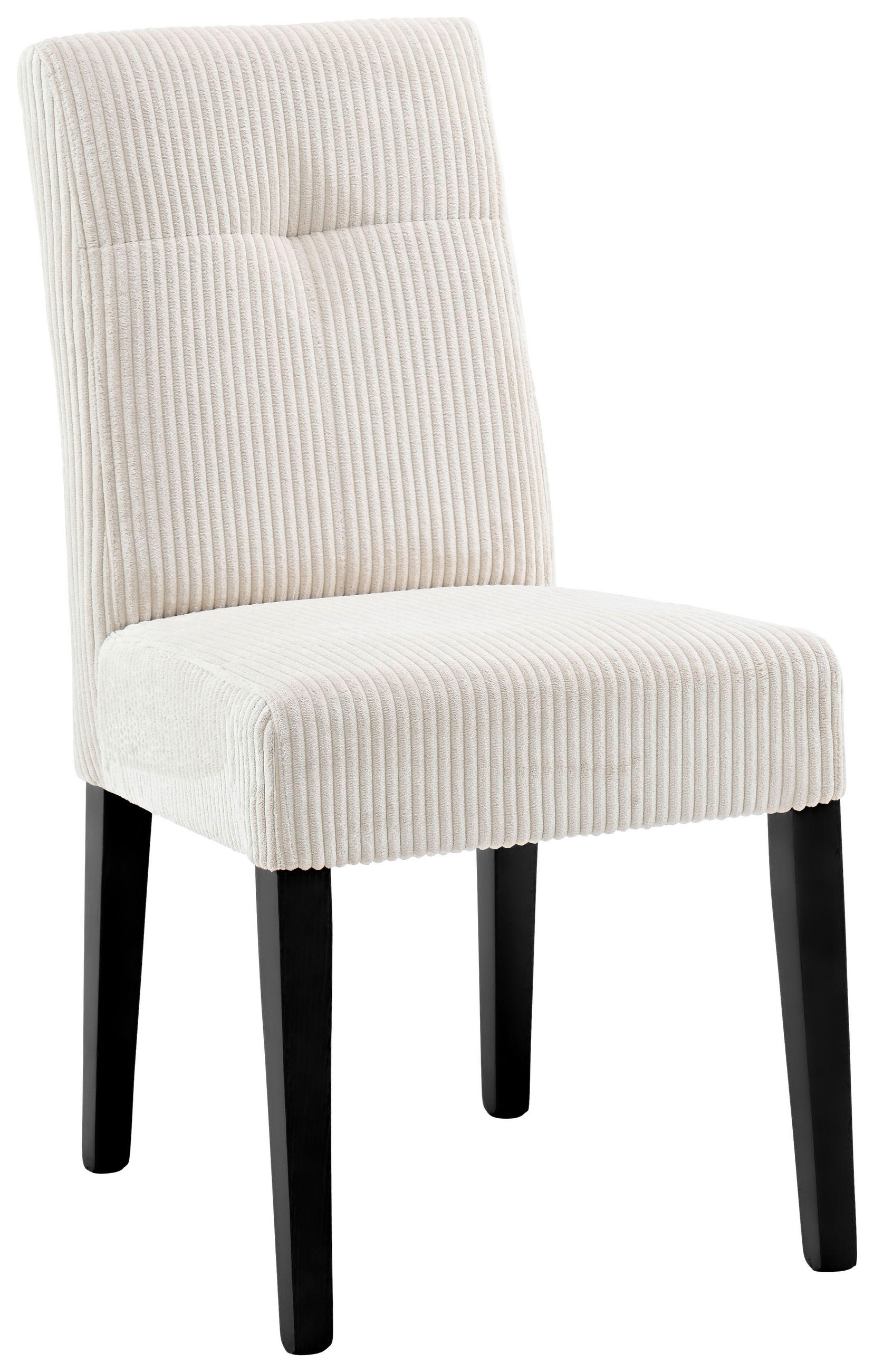 STUHL Cord Schwarz, Beige Buche massiv  - Beige/Schwarz, KONVENTIONELL, Holz/Textil (48,5/91/66cm) - home24