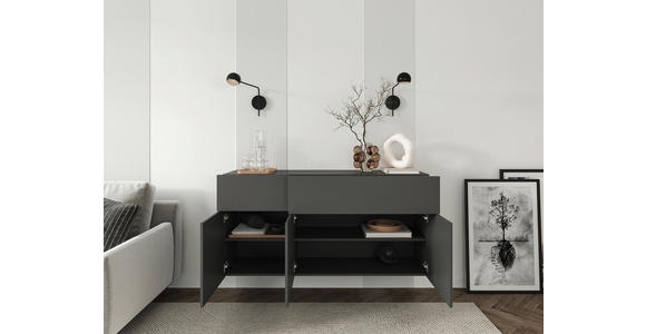SIDEBOARD Newniq  in 150/75/42 cm  - Anthrazit, Design, Holzwerkstoff (150/75/42cm) - Hom`in