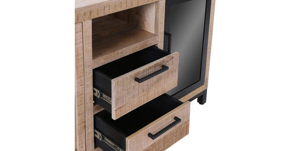 SIDEBOARD in 175/80/43 cm - Schwarz/Naturfarben, LIFESTYLE, Glas/Holz (175/80/43cm) - Landscape