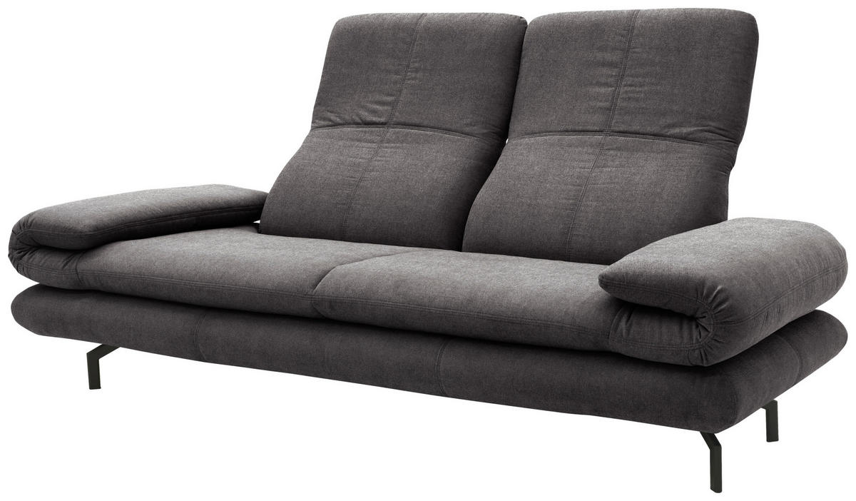 2,5-SITZER mit Funktionen Webstoff Anthrazit  - Anthrazit/Schwarz, Design, Textil/Metall (224 (284)/83 (110)/98cm) - LOOKS by W.Joop