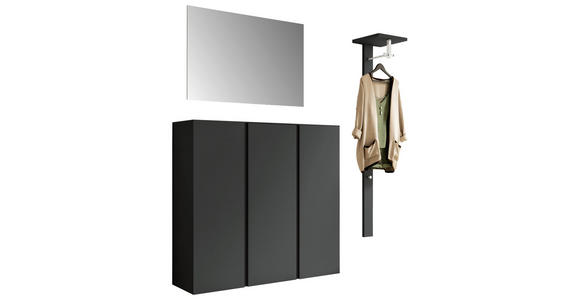 SCHUHSCHRANK Gardasee in 120/110/33 cm - Anthrazit, Design, Glas/Holzwerkstoff (120/110/33cm) - Moderano