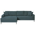 ECKSOFA in Cord Blau  173/276 cm  - Blau/Schwarz, KONVENTIONELL, Textil/Metall (173/276cm) - Carryhome