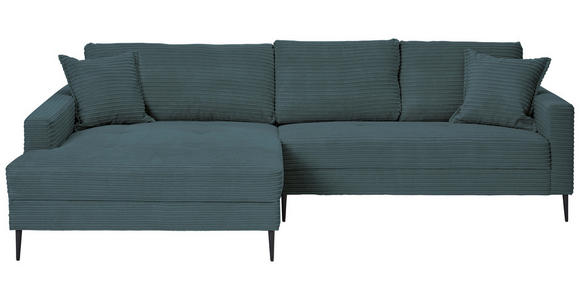 ECKSOFA in Cord Blau  173/276 cm  - Blau/Schwarz, KONVENTIONELL, Textil/Metall (173/276cm) - Carryhome