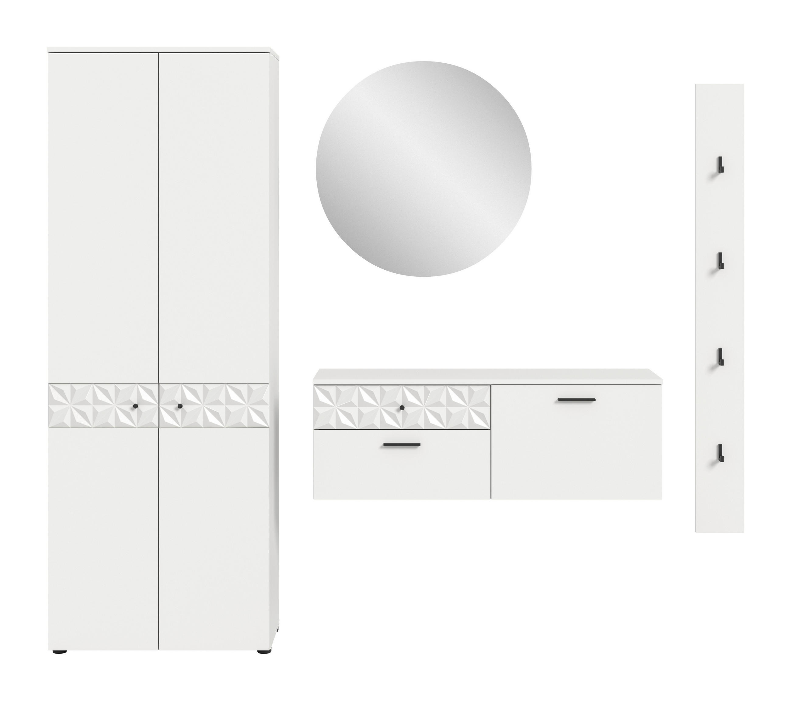 GARDEROBE 4-teilig  in 226/192/34 cm  - Design, Glas/Holzwerkstoff (226/192/34cm) - MID.YOU