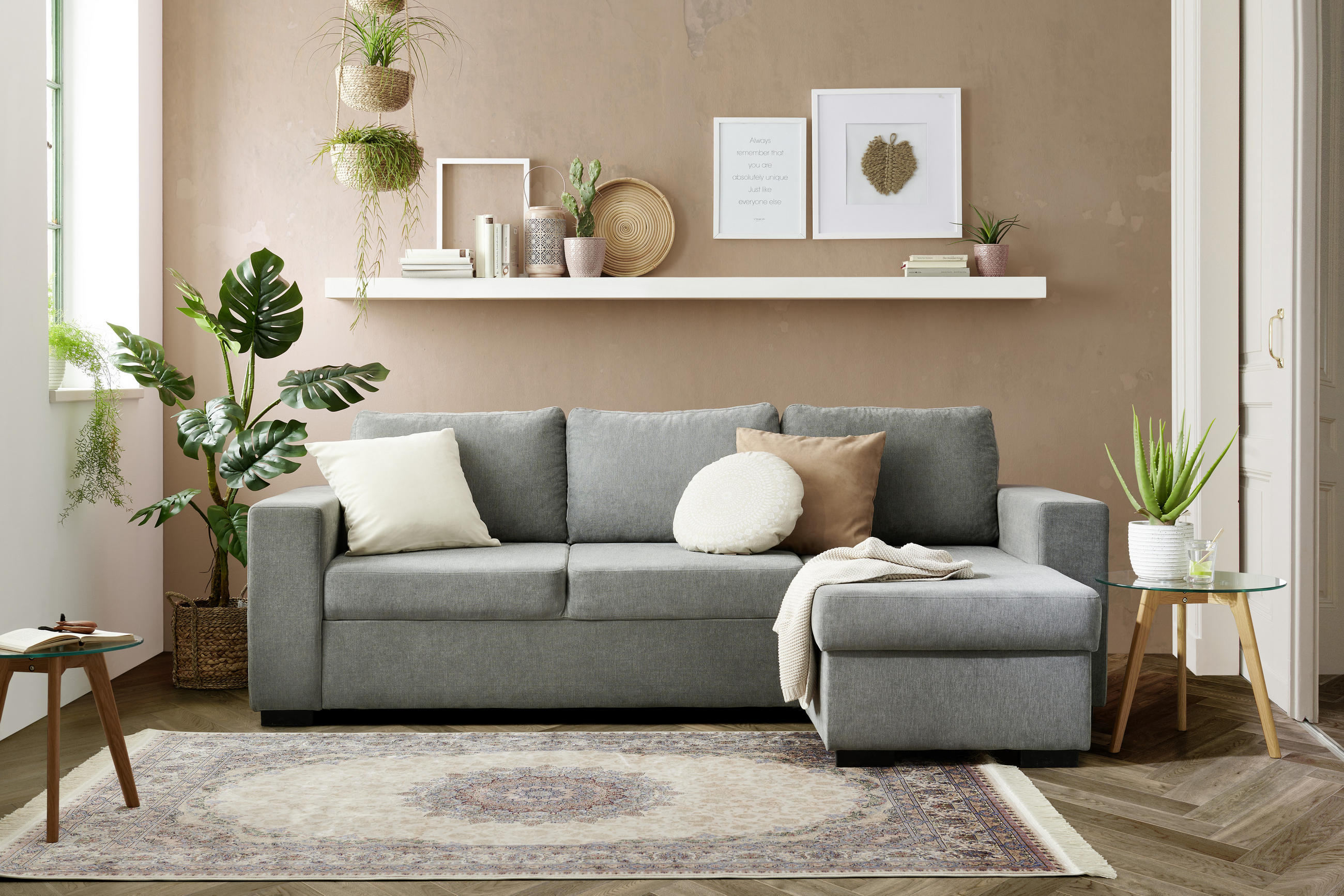ROHOVÁ SEDACIA SÚPRAVA, textil, sivá - čierna/sivá, Design, textil/plast (244/157cm) - Carryhome