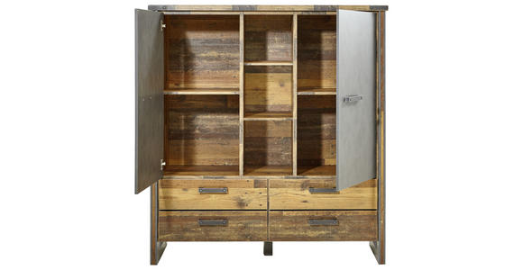 HIGHBOARD Grau, Pinienfarben  - Anthrazit/Grau, KONVENTIONELL, Holzwerkstoff/Kunststoff (139/152/42cm) - Hom`in