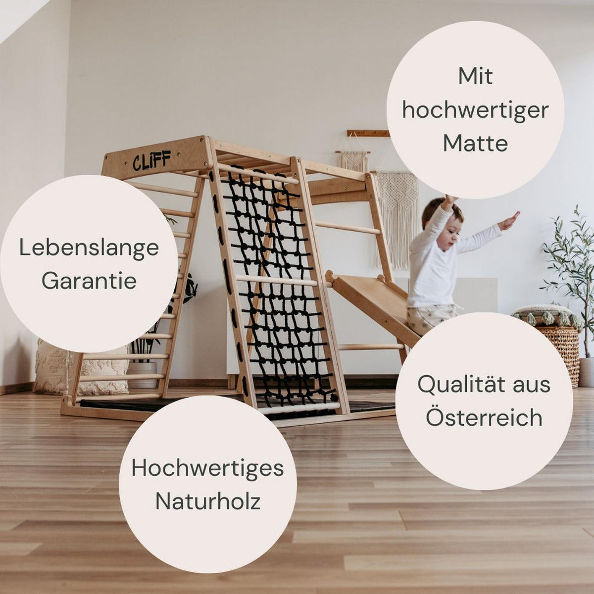 KLETTERGERÜST - Schwarz/Weiß, Basics, Holz (113/115/110cm) - CLIFF