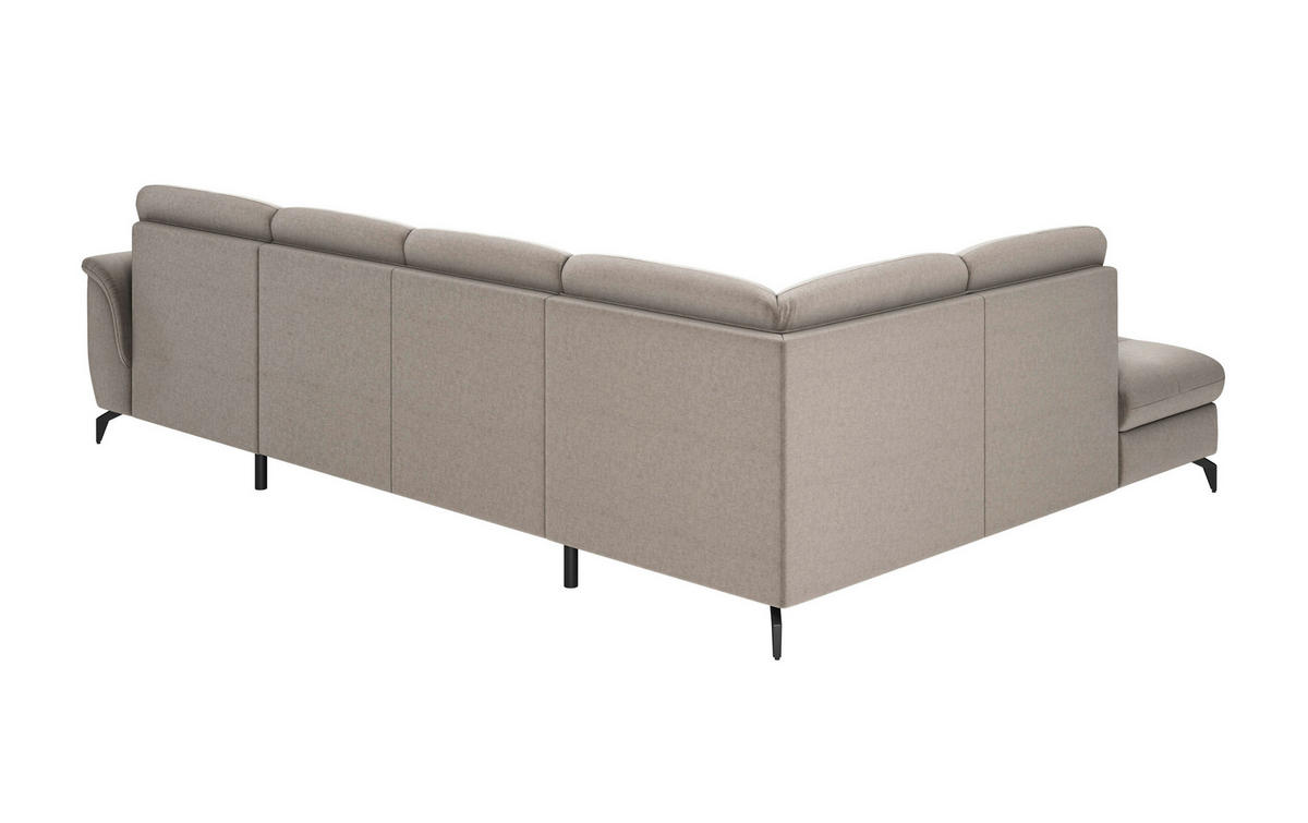 WOHNLANDSCHAFT in Flachgewebe Taupe  - Taupe/Schwarz, Modern, Textil/Metall (212/319/164cm) - Sit & More