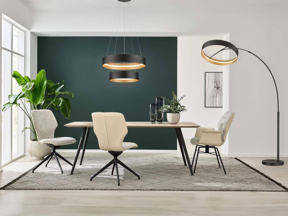 LED-STEHLEUCHTE 60/200 cm    - Goldfarben/Schwarz, Design, Metall (60/200cm) - Musterring