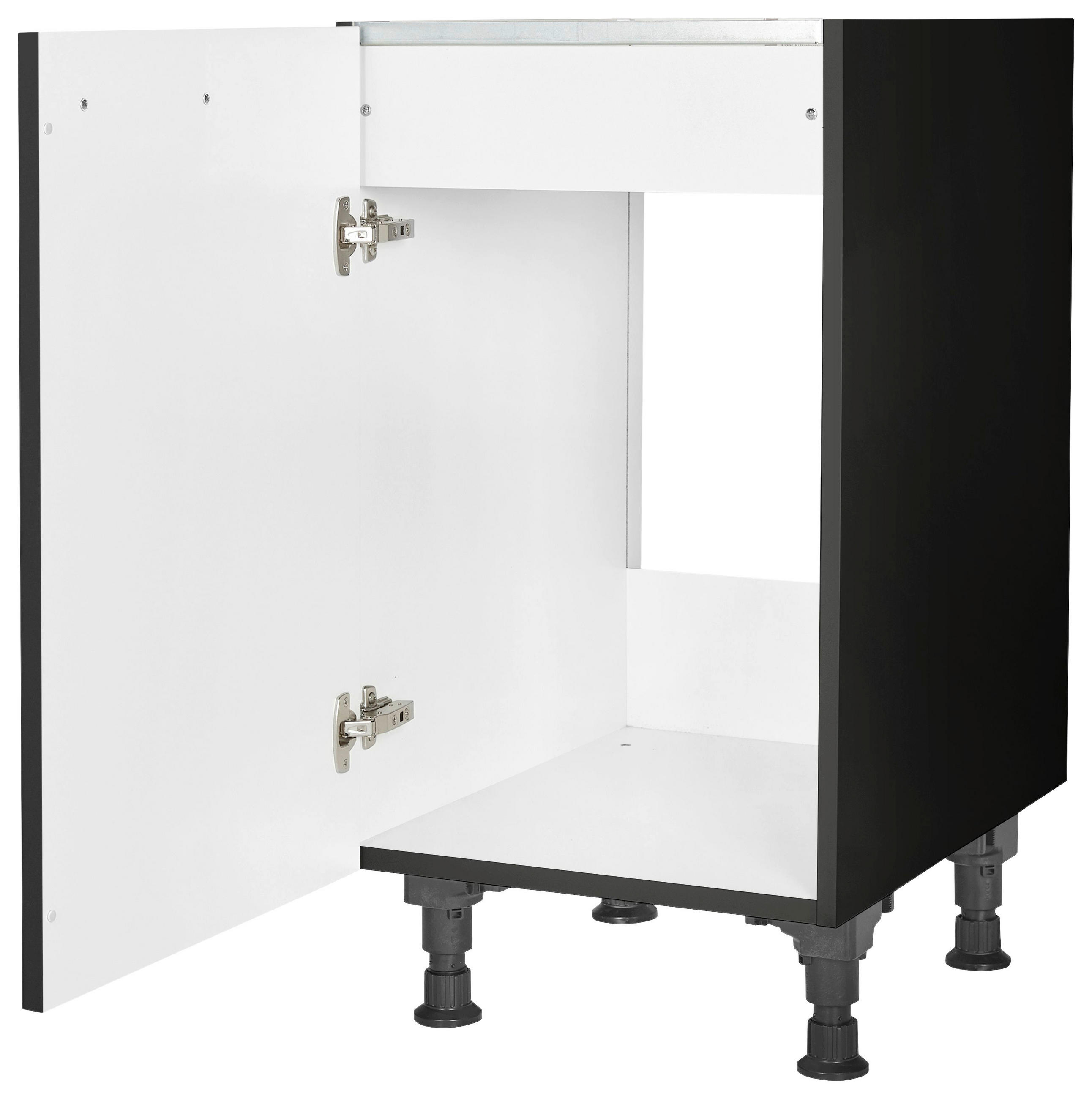 SPÜLENUNTERSCHRANK 45/87/56 cm  in Schwarz  - Edelstahlfarben/Schwarz, MODERN, Holzwerkstoff/Metall (45/87/56cm) - Nobilia