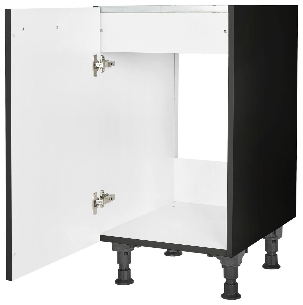 SPÜLENUNTERSCHRANK 45/87/56 cm  in Schwarz  - Edelstahlfarben/Schwarz, MODERN, Holzwerkstoff/Metall (45/87/56cm) - Nobilia