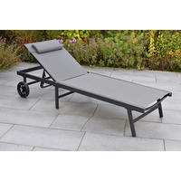 GARTENLIEGE 64,5/97,5/201 cm  - Graphitfarben/Grau, KONVENTIONELL, Textil/Metall (64,5/97,5/201cm) - Gardenson