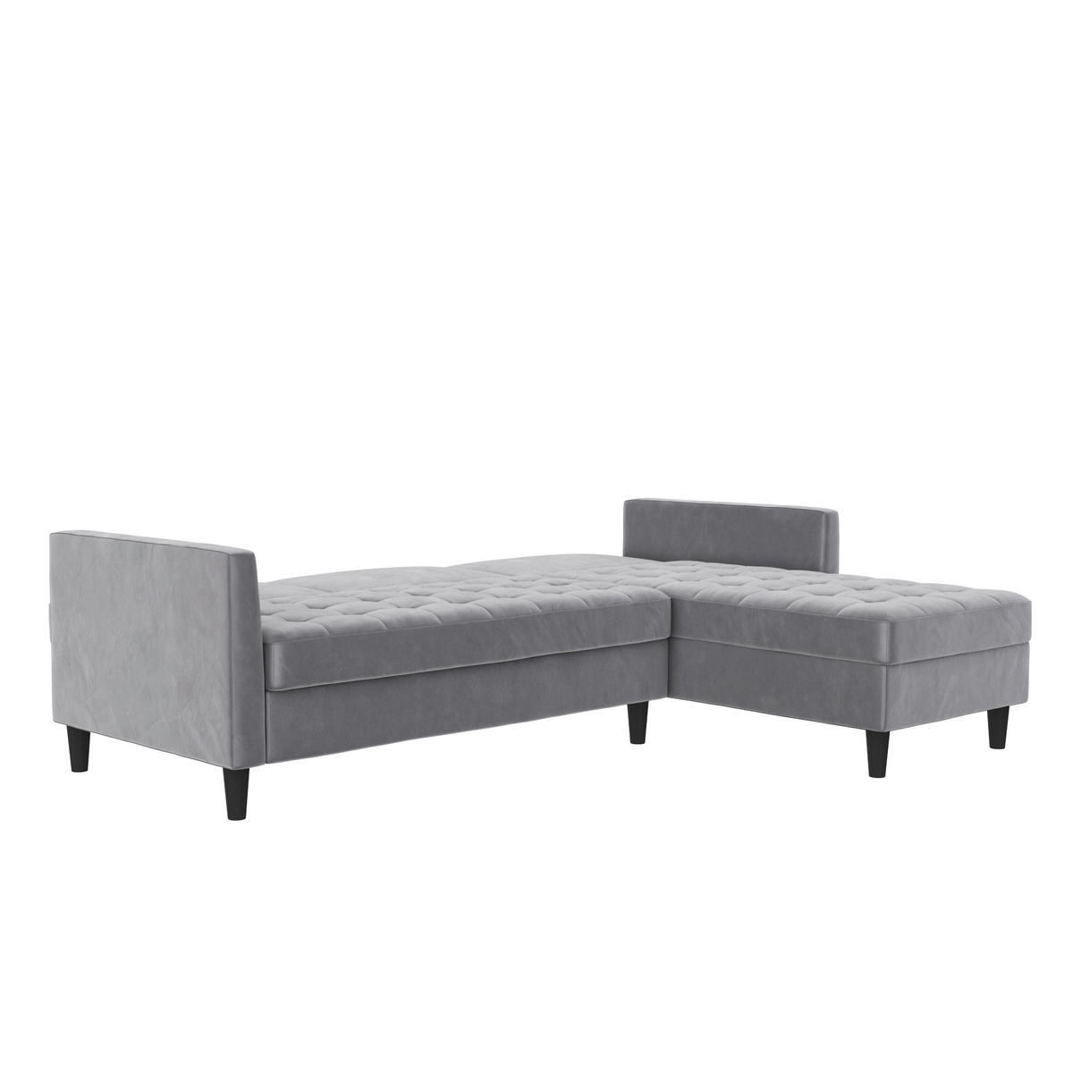 ECKSOFA PALERMO Grau Velours Schlaffunktion, Stauraum  - Schwarz/Grau, Basics, Kunststoff/Textil (213/154cm) - Livetastic