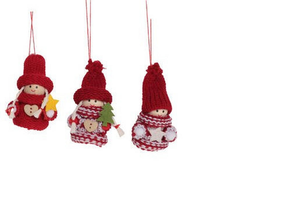 CHRISTBAUMANHÄNGER  - Rot/Weiß, LIFESTYLE, Kunststoff (7cm) - X-Mas