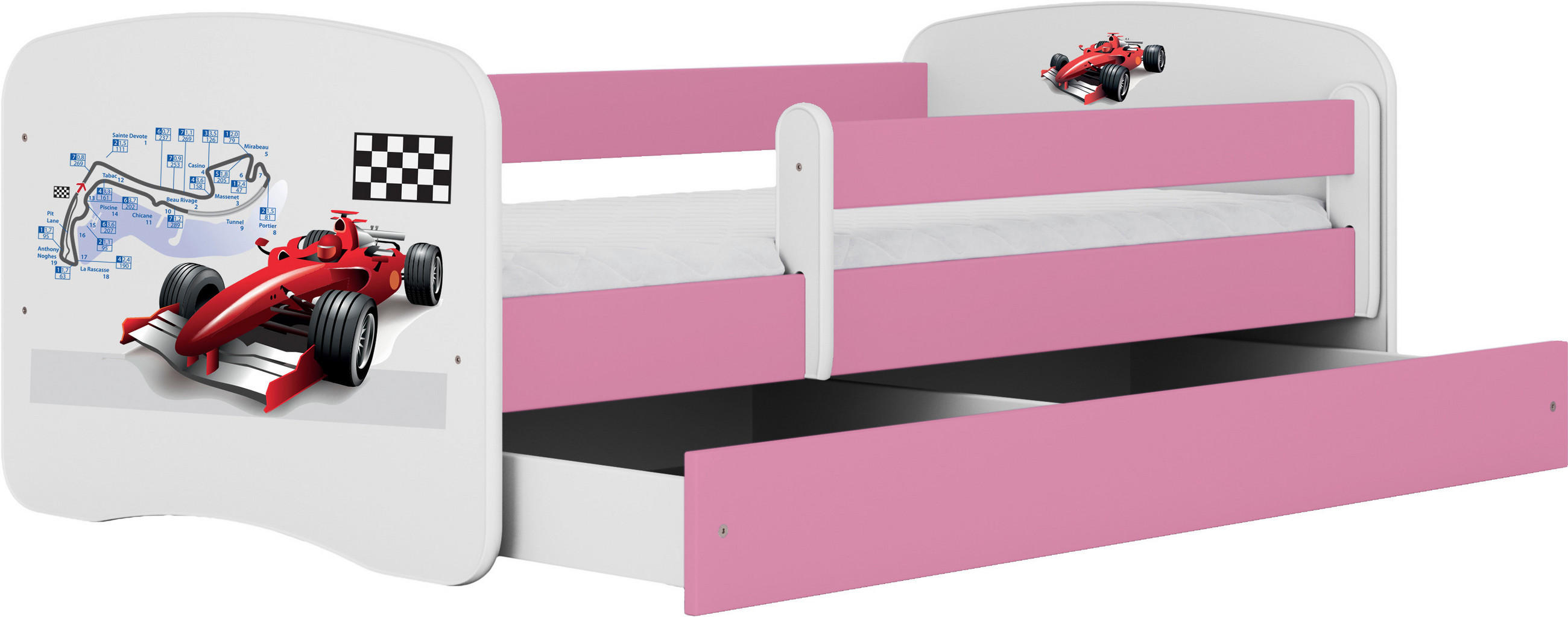 KINDER-/JUNIORBETT 80/160 cm  in Weiß, Pink  - Pink/Birkefarben, MODERN, Holz/Holzwerkstoff (80/160cm) - MID.YOU