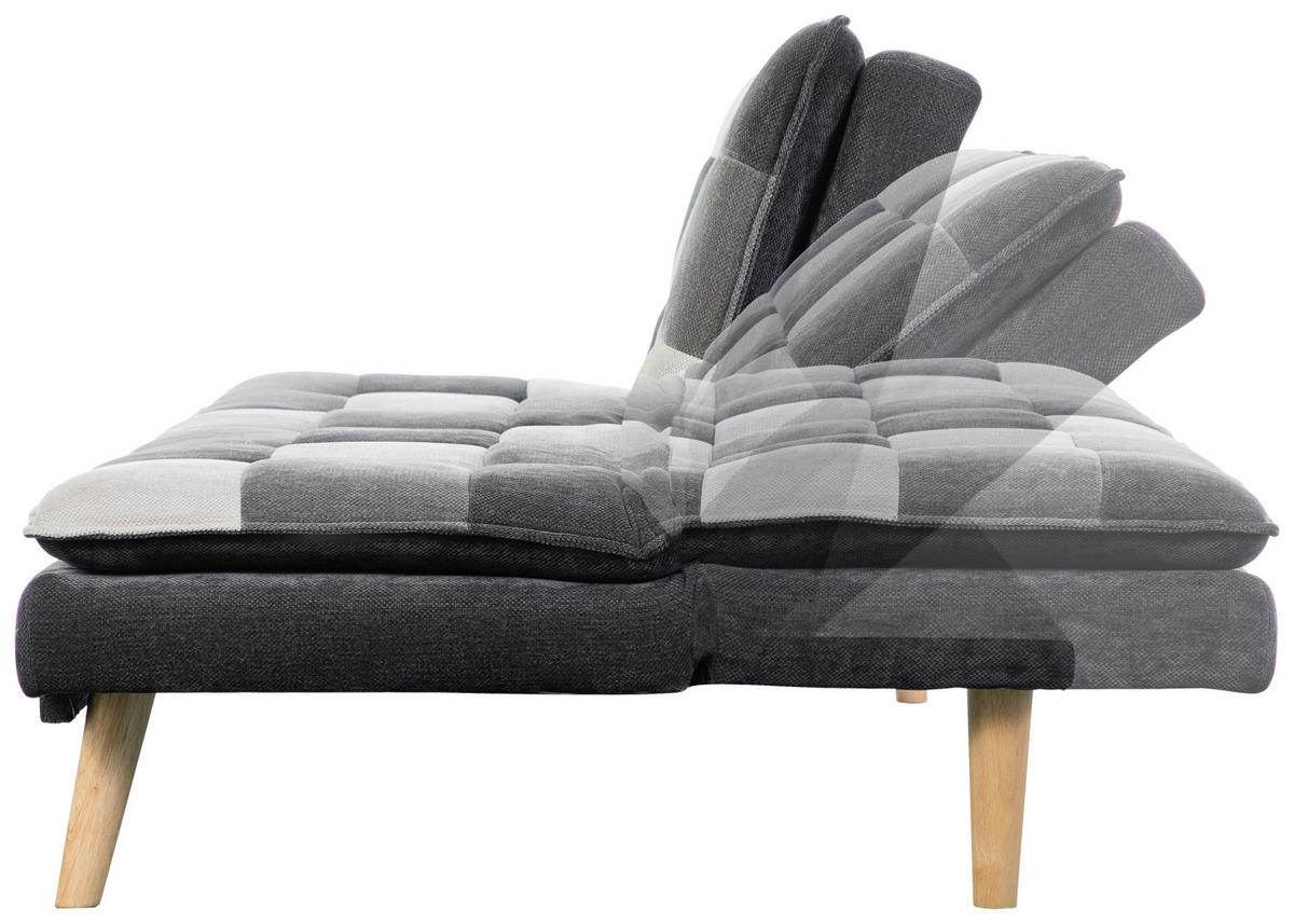 SCHLAFSOFA Chenille Grau, Schwarz, Weiß  - Schwarz/Naturfarben, Design, Holz/Textil (180/77/91cm) - MID.YOU