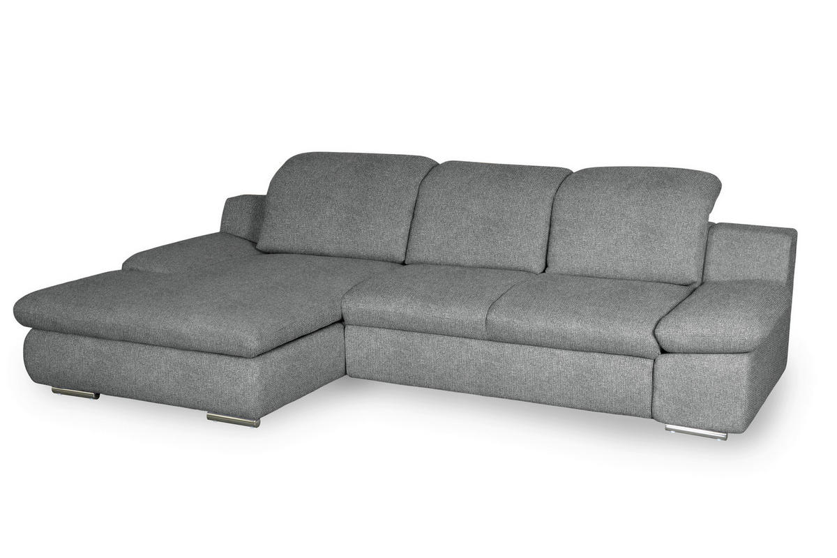 ECKSOFA Dunkelgrau Chenille  - Chromfarben/Dunkelgrau, Design, Textil/Metall (165/286cm) - Livetastic