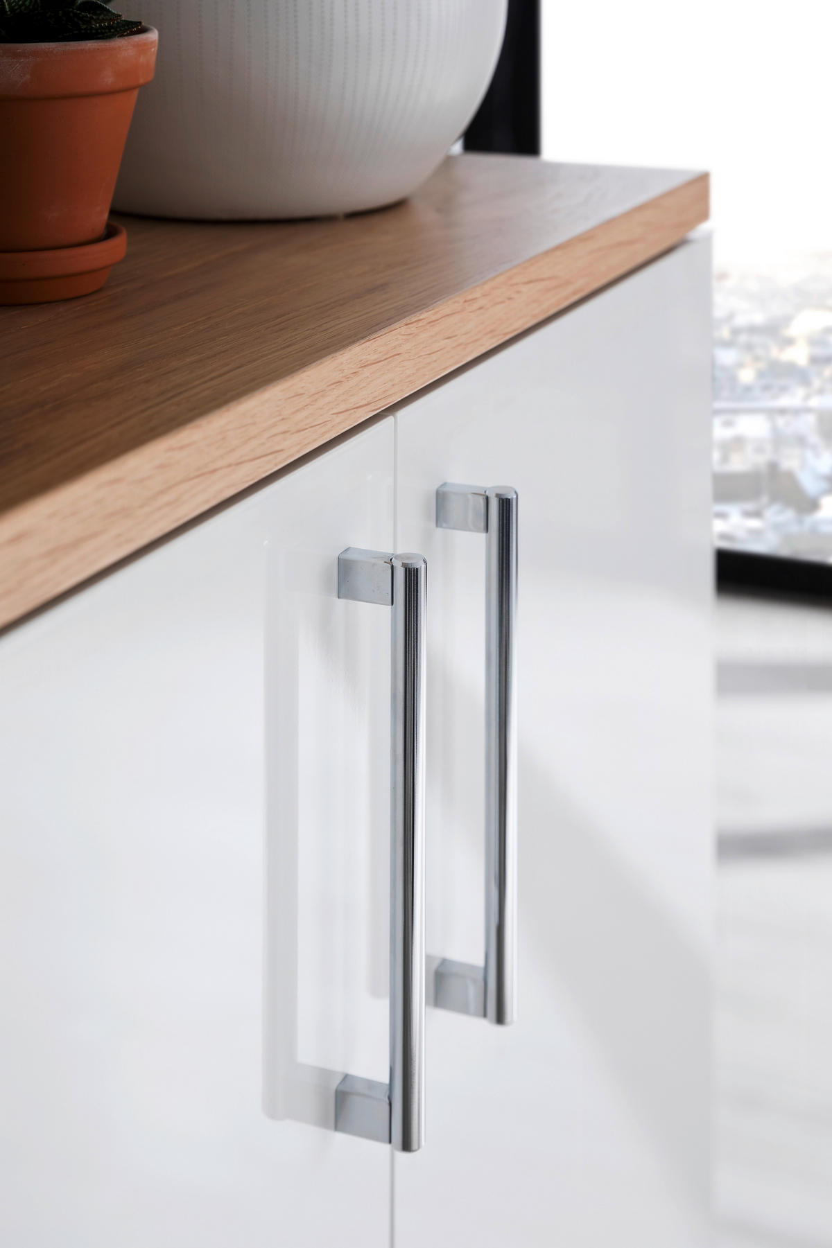 GARDEROBE 3-teilig  in 222/201/35 cm  - Eichefarben/Weiß, Design, Glas/Holz (222/201/35cm) - Moderano