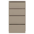 KOMMODE , 55/99/35 cm, 4 Schublade(n)  - Taupe/Silberfarben, Trend, Holzwerkstoff/Kunststoff (55/99/35cm) - Carryhome