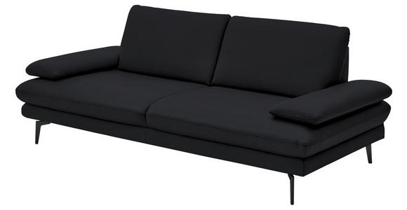 3-SITZER-SOFA in Leder Anthrazit - Anthrazit/Schwarz, Design, Leder/Metall (222/86/104cm) - Dieter Knoll