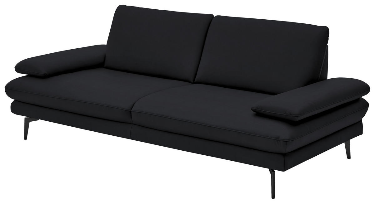 3-SITZER-SOFA in Echtleder Anthrazit  - Anthrazit/Schwarz, Design, Leder/Metall (222/86/104cm) - Dieter Knoll