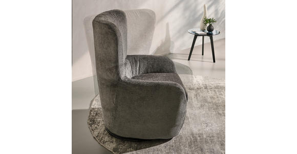 SESSEL in Chenille Anthrazit - Anthrazit/Schwarz, Design, Textil/Metall (80/100/85cm) - Carryhome