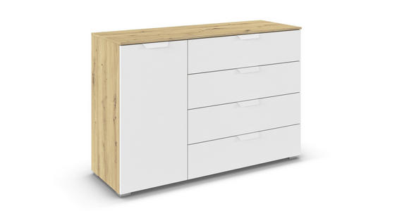 KOMMODE  in 120/81/42 cm  - Weiß/Eiche Artisan, Design, Holzwerkstoff/Metall (120/81/42cm) - Carryhome