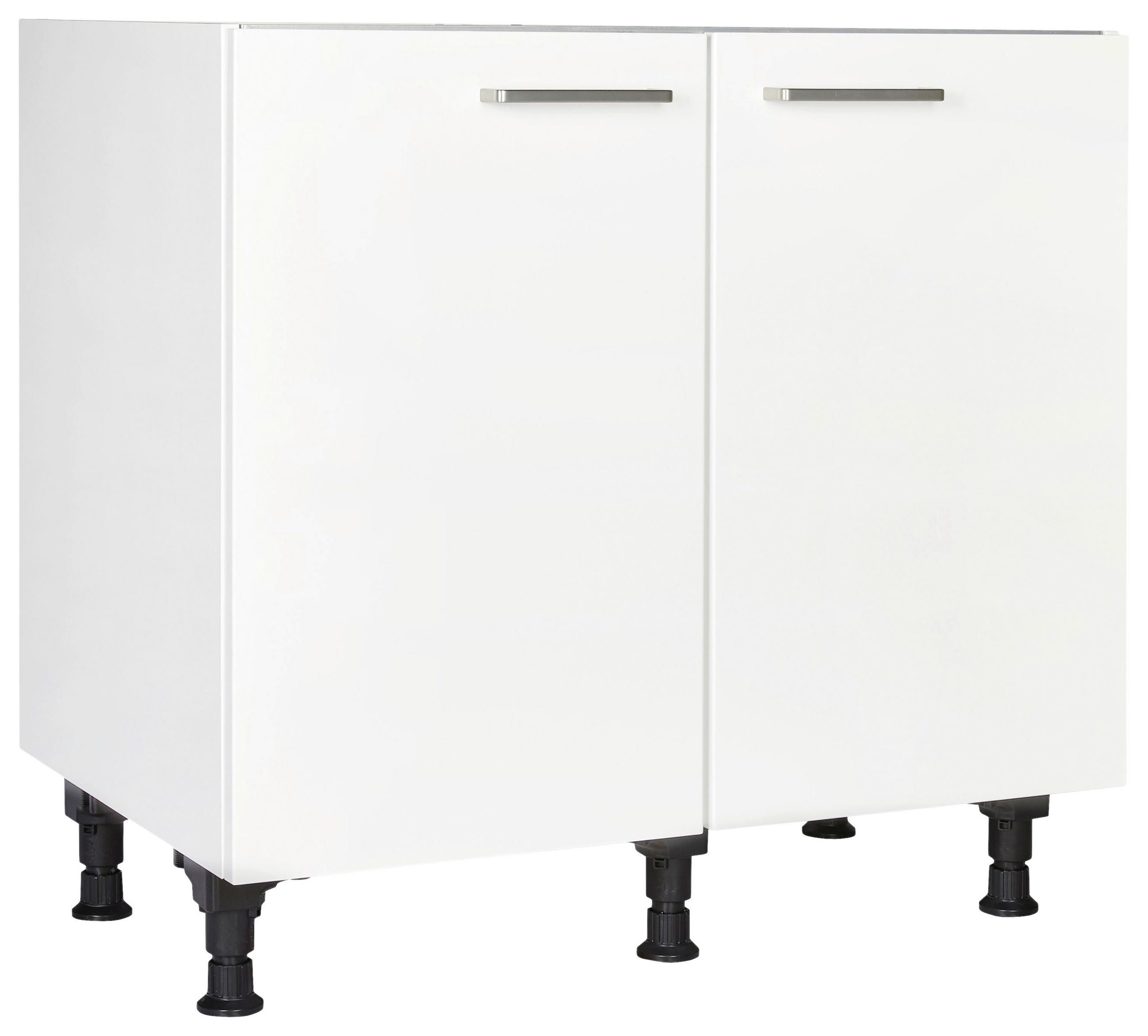 SPÜLENUNTERSCHRANK 90/87/56 cm  in Weiß  - Edelstahlfarben/Weiß, MODERN, Holzwerkstoff/Metall (90/87/56cm) - Nobilia