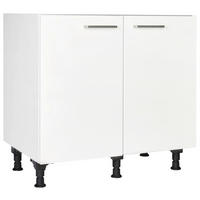 SPÜLENUNTERSCHRANK 90/87/56 cm  in Weiß  - Edelstahlfarben/Weiß, MODERN, Holzwerkstoff/Metall (90/87/56cm) - Nobilia