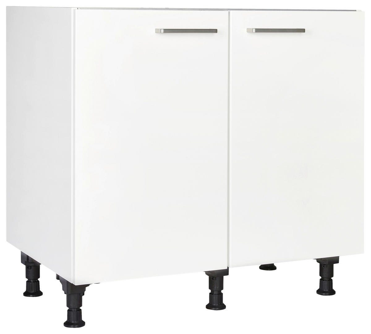 SPÜLENUNTERSCHRANK 90/87/56 cm  in Weiß  - Edelstahlfarben/Weiß, MODERN, Holzwerkstoff/Metall (90/87/56cm) - Nobilia