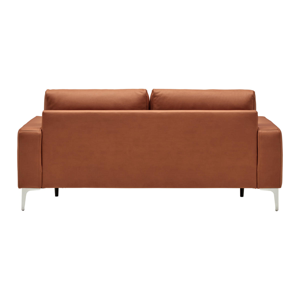 3-SITS SOFFA i läderimitation (vegan) cognacfärgad  - kromfärg/cognacfärgad, Modern, metall/textil (182/85/92cm) - MID.YOU