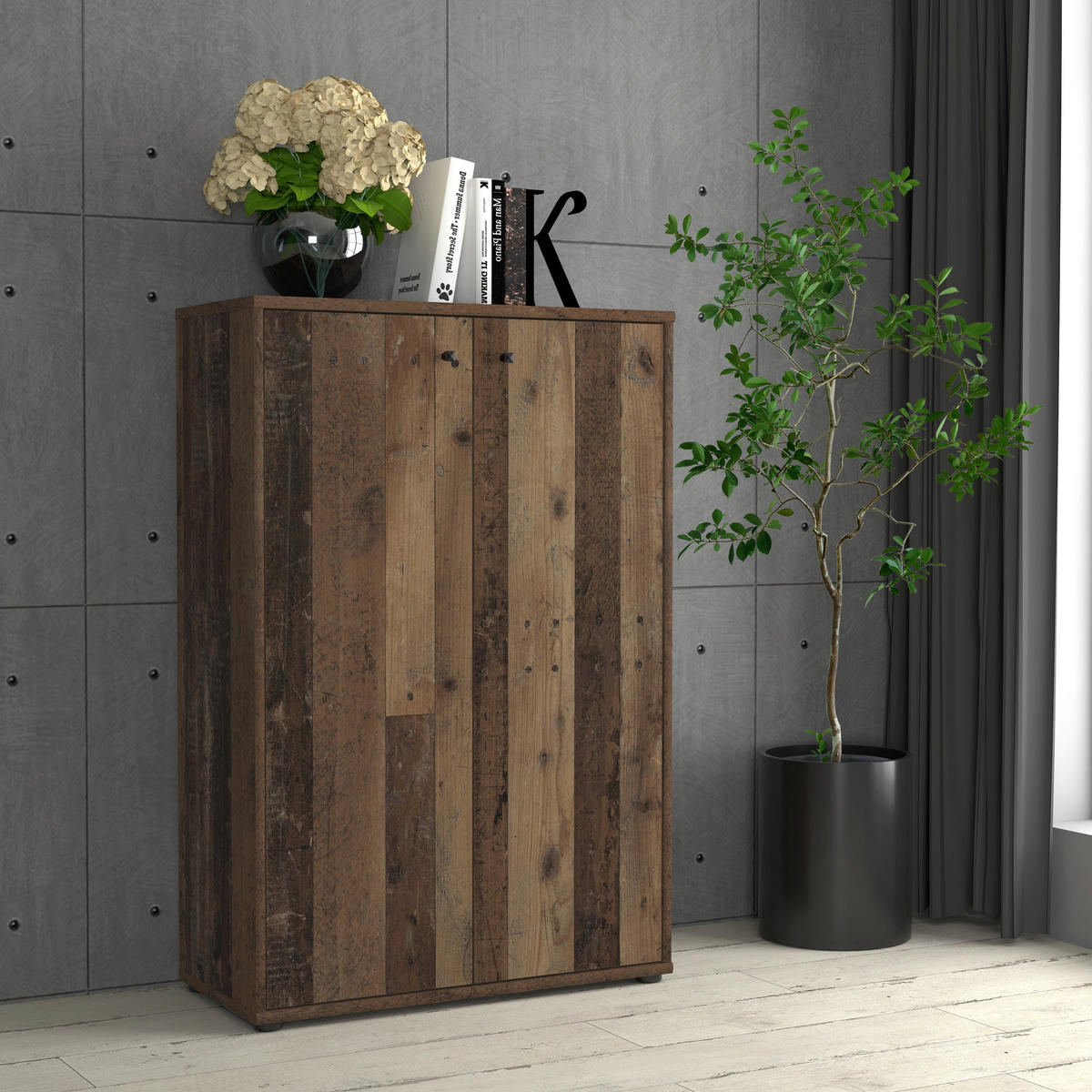 KOMMODE 73,7/111,1/34,8 cm Dunkelbraun, Graubraun  - Dunkelbraun/Graubraun, Design, Holzwerkstoff (73,7/111,1/34,8cm)