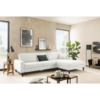 ECKSOFA in Cord Weiss  - Weiss/Schwarz, Design, Textil/Metall (298/185-209cm) - Pure Home Lifestyle