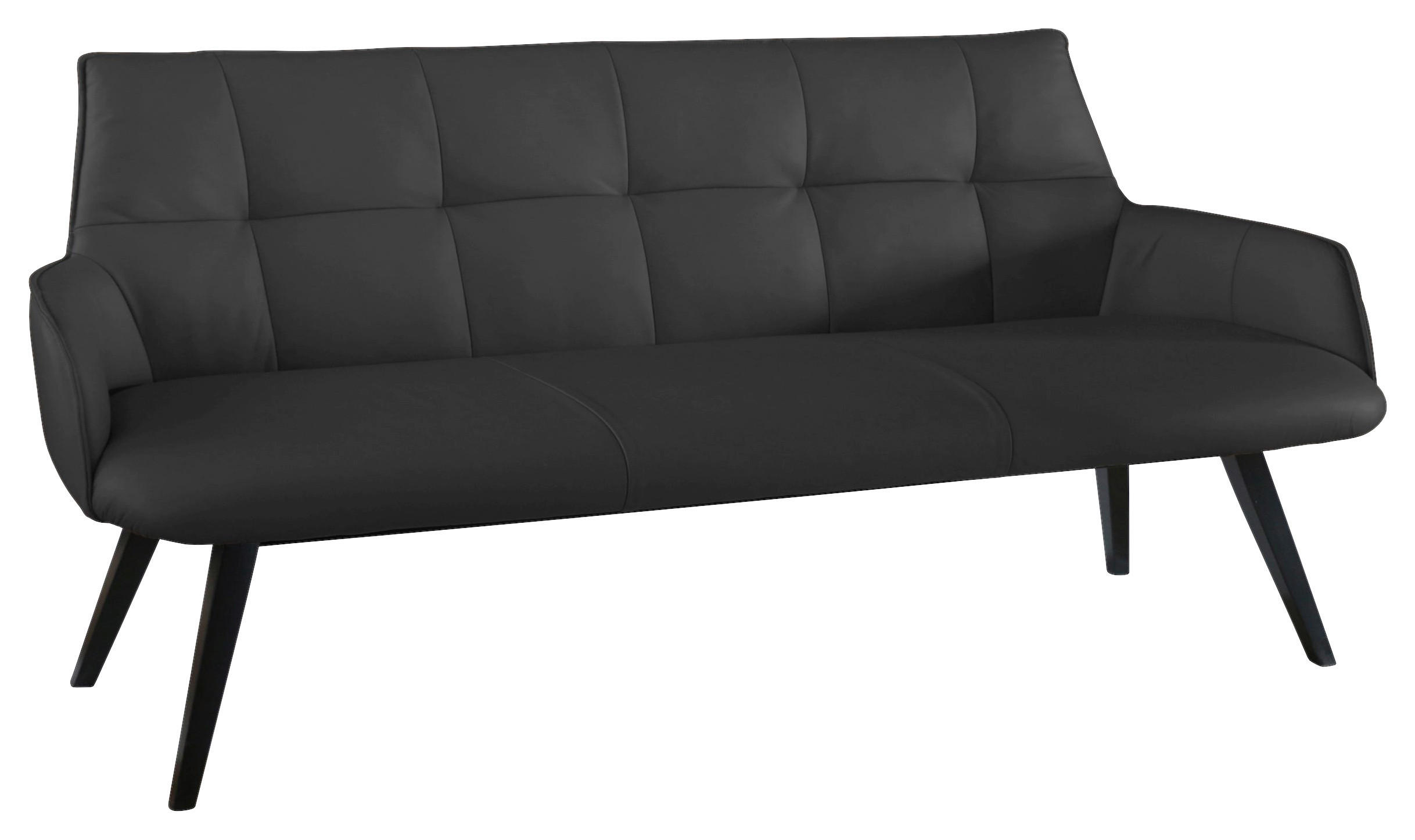 SITZBANK 160/89,5/64 cm Echtleder Schwarz Buche massiv  - Schwarz, Design, Leder/Holz (160/89,5/64cm) - Novel