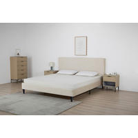 POLSTERBETT 180/200 cm,  in Beige, Lattenrost,  - Beige/Schwarz, Design, Holz/Kunststoff (180/200cm) - Boxxx