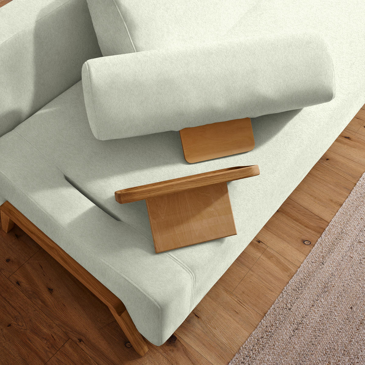 SCHLAFSOFA Teddystoff Weiß  - Naturfarben/Weiß, Design, Holz/Textil (211/88/102cm) - Niels Andersson