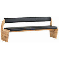 ÜLŐPAD fa, bőr fekete, tölgyfa színű  - tölgyfa színű/fekete, Natur, bőr/fa (207/84/70cm) - Voglauer