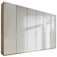 FALTTÜRENSCHRANK 300/216/58 cm 3-türig Champagner, Eiche Bianco  - Chromfarben/Eiche Bianco, KONVENTIONELL, Glas/Holzwerkstoff (300/216/58cm) - Venda