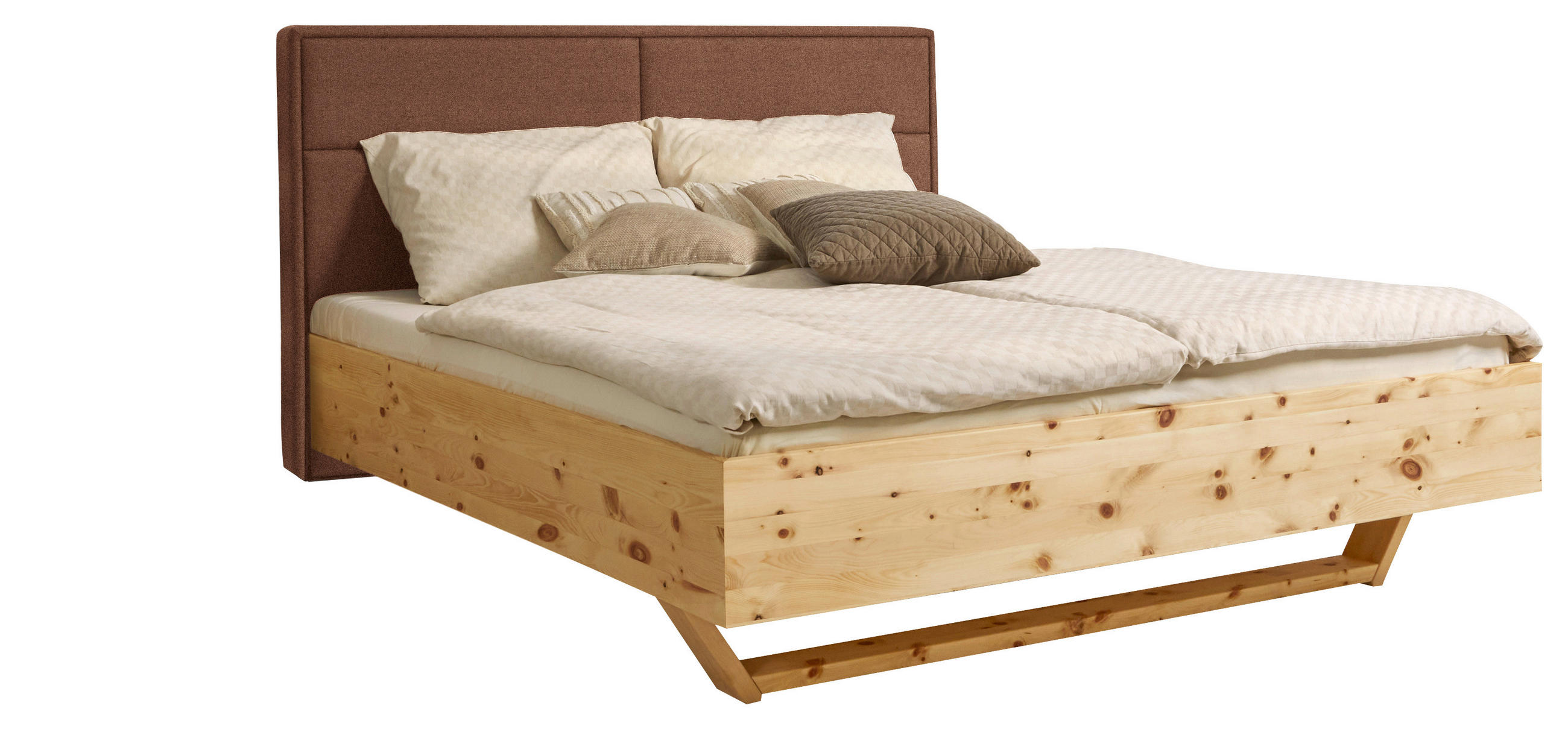 BETT 160/200 cm  in Zirbelkieferfarben, Rostfarben  - Rostfarben/Zirbelkieferfarben, Natur, Holz/Textil (160/200cm) - Valnatura