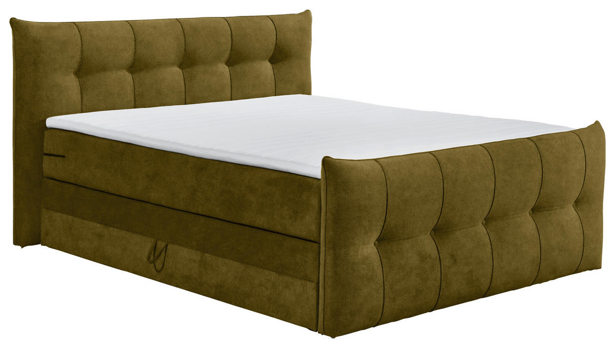BOXSPRINGBETT 180/200 cm  in Olivgrün  - Schwarz/Olivgrün, KONVENTIONELL, Kunststoff/Textil (180/200cm) - Esposa