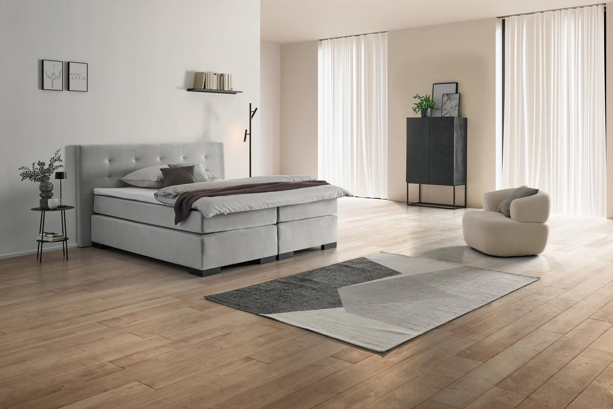 BOXSPRINGOVÁ POSTEĽ, 180/200 cm, sivá - čierna/sivá, Modern, kartón/drevo (180/200cm) - MID.YOU