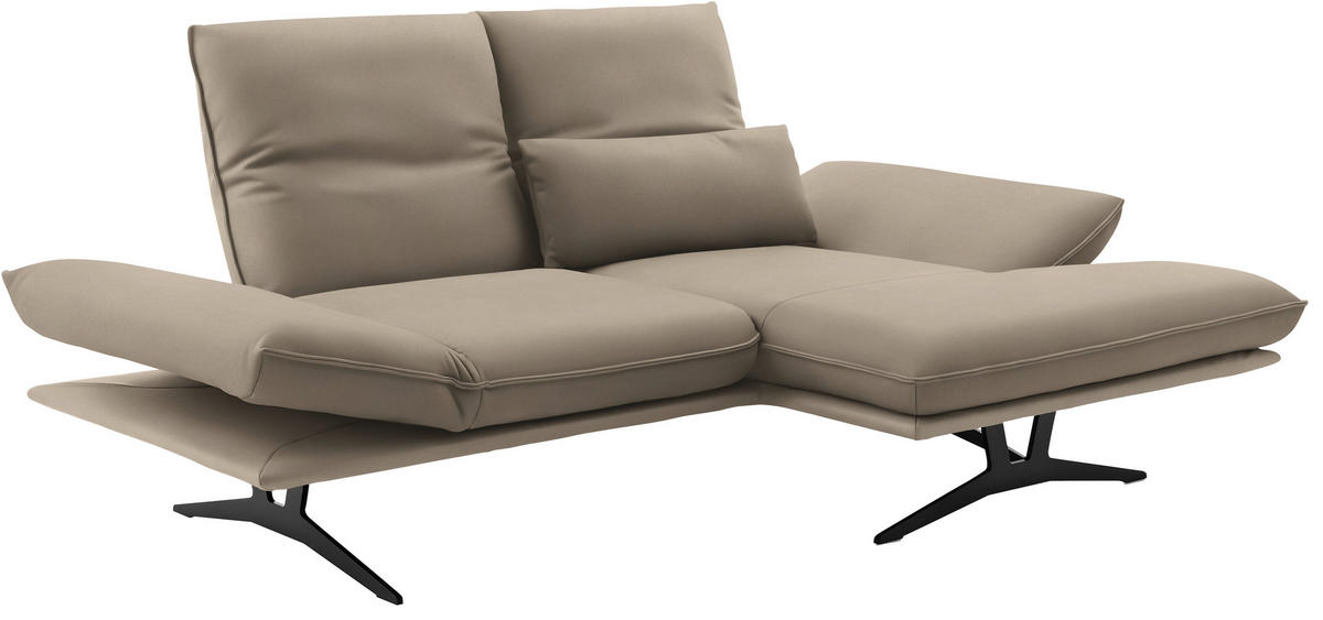 ECKSOFA in Echtleder Sandfarben  - Sandfarben/Schwarz, Design, Leder/Metall (210/130cm) - Dieter Knoll