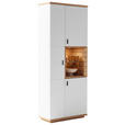 VITRINE  in furniert Wildeiche Weiß, Wildeiche - Wildeiche/Anthrazit, Design, Glas/Holz (80/202/37cm) - Novel