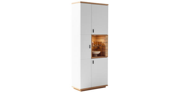 VITRINE in furniert Wildeiche Weiß, Wildeiche - Wildeiche/Anthrazit, Design, Glas/Holz (80/202/37cm) - Novel